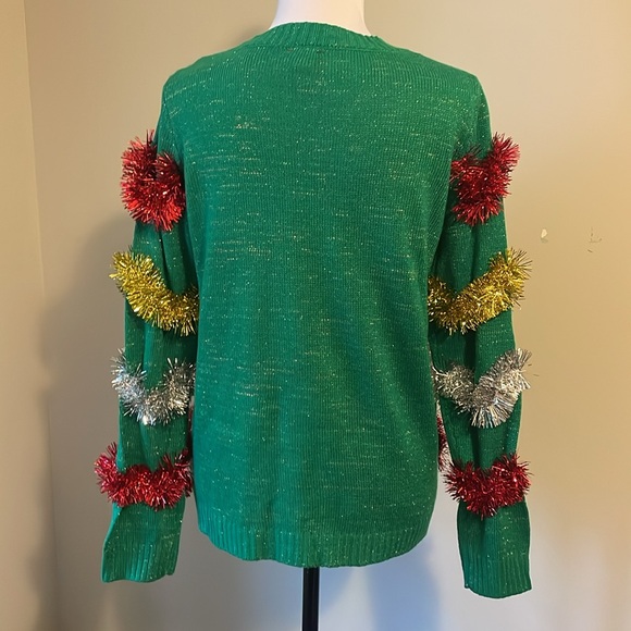Joyland (L) Christmas Sweater Tinsel and balls! Sequin candy-cane presents. NSOW - Picture 3 of 7